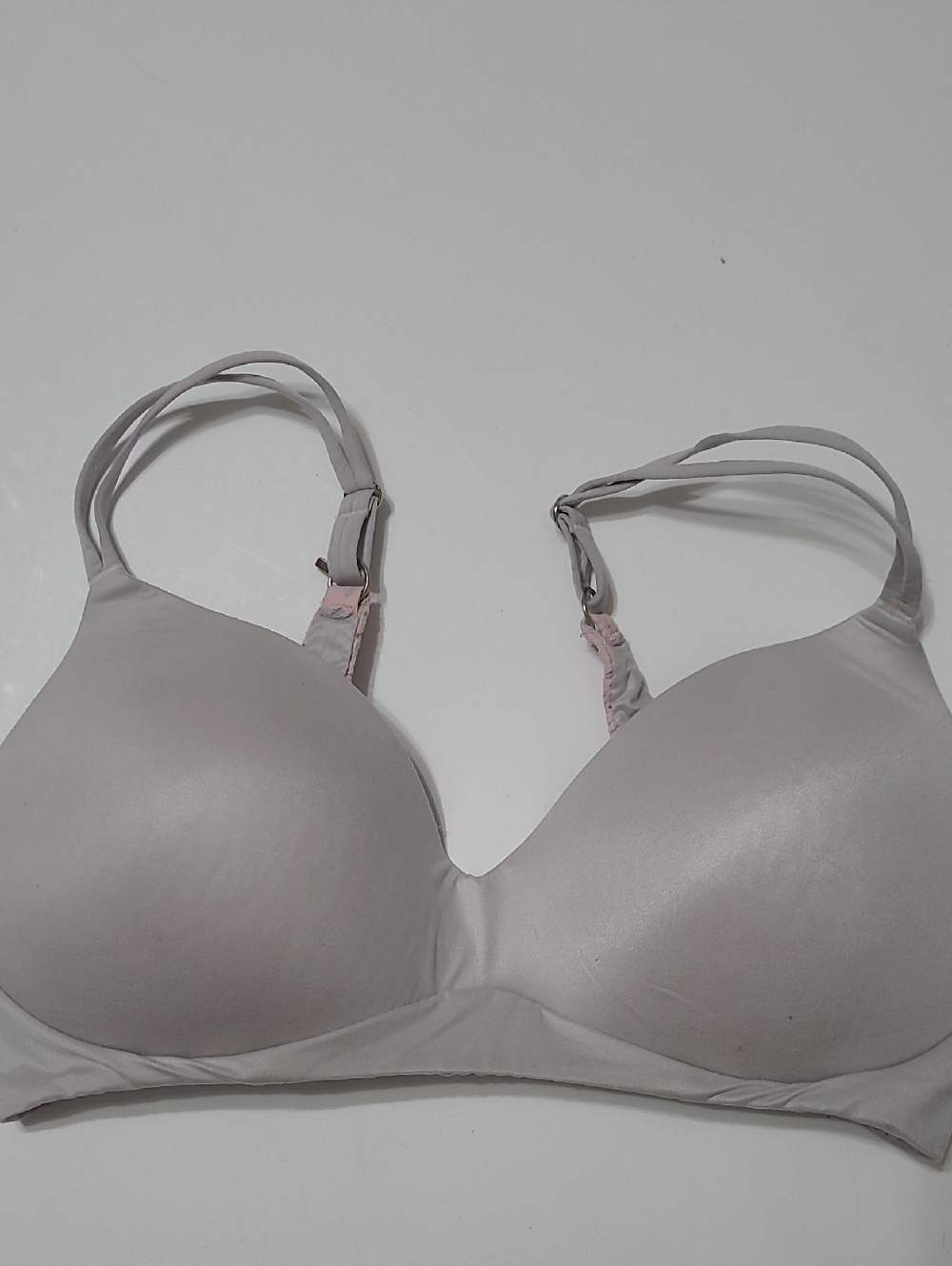 Aerie Light Gray & Pink Wireless Bra with J-Hook size 38C